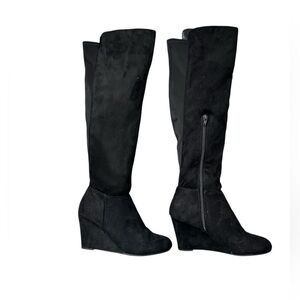 Chinese Laundry Faux Suede Knee High Wedge Heel size 37.5/7M